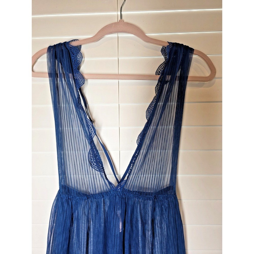 Victorias Secret Chemise Dream Angels Navy Blue Sheer Mesh Babydoll Lingerie L - Picture 3 of 9